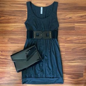 Dark Grey Belted Dress